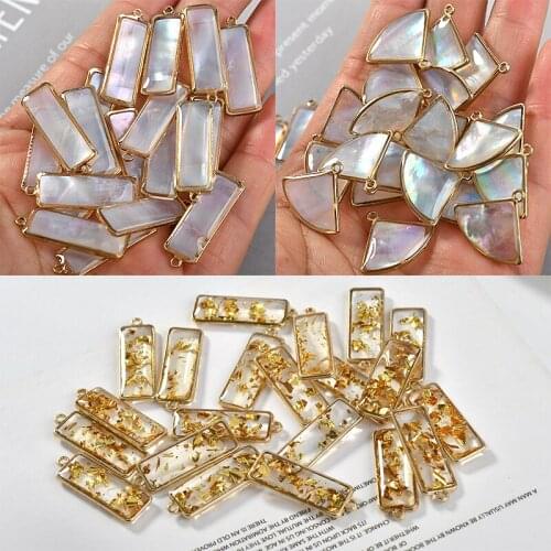 Minimum order 20pcs/lot shell decoration sector/rectangle shape alloy charms diy jewelry earring/necklace pendants accessory