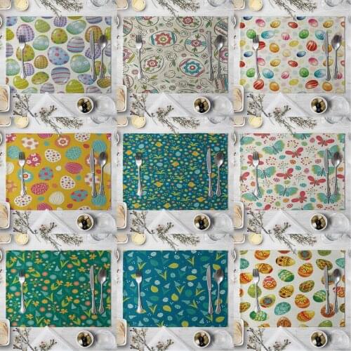 Fashion Print Dot Cartoon Rectangle Cotton Linen Western Style Table Pad Cut Mats Placemat for Dinner Kitchen Table 40x30cm