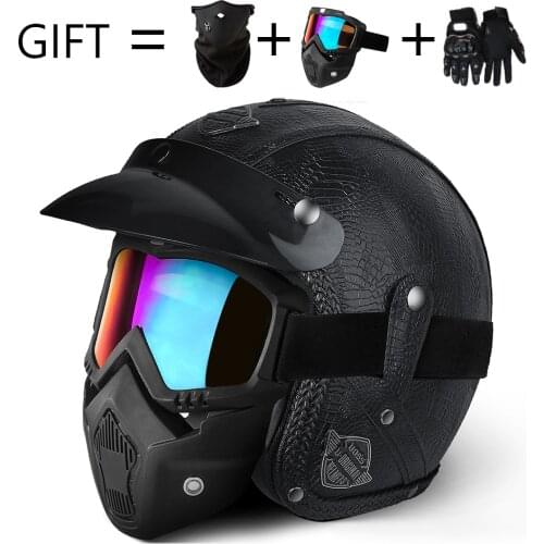 Handmade Retro Motorcycle Helmets Open Face 3/4 Helmet Personality Locomotive Helmet Motocross Leather Capacete De Motocicleta