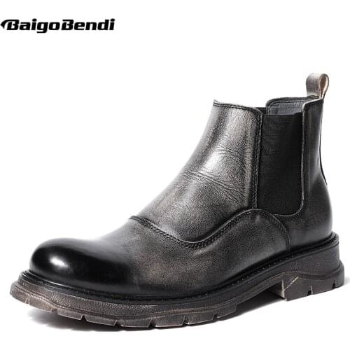 Men Slip On Ankle Boots Winter Classic luxury Man custom Formal Dress Boots Buinsess Man Hight End Shoes
