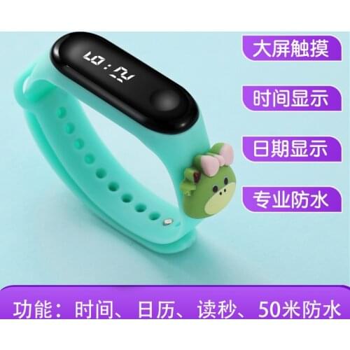 New Silicone Bracelet Childrens Watch 50 Meters Waterproof Luminous Student Boys Girls Cartoon Rabbit Calf Cat Touch LED Watch