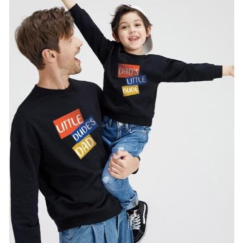 Family Matching Outfits Autumn Winter New Christmas Color Matching Letter Print Sweater T Shirt Father Kid Boy Girl Home Clothes