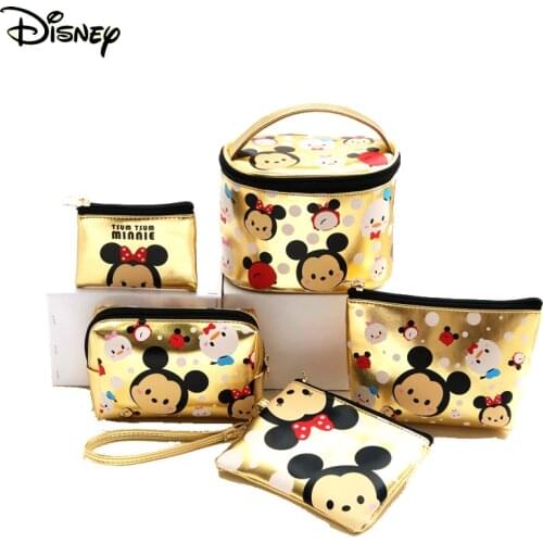 Disney Original Mickey Minnie Female Makeup Hand Bag Cartoon Travel Multi-Function Storage Bag Makeup Bag Coin Purse