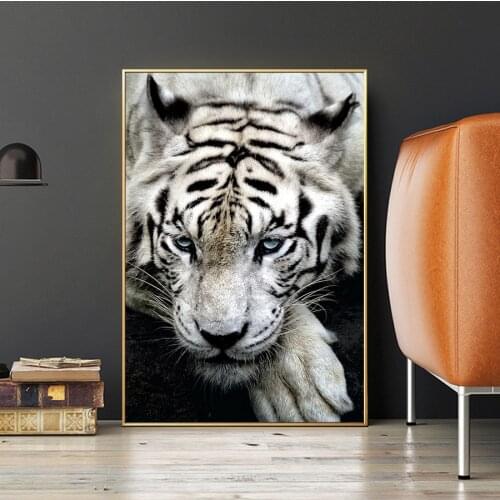 Tiger Poster Black and White Animal Art Prints African Painting HD Pictures for Living Room Entrance Bedroom Home Decor Murals