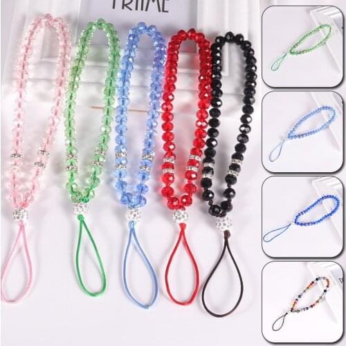 FashionShellnail Universal Phone Charm Strap Crystal Beads Hand Wrist Lanyard for Phones iPhone X Samsung Camera GoPro Keychain