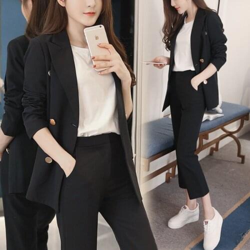 Casual small suit suit female 2019 autumn and winter new temperament slim suit nine pants fashion two-piece suit