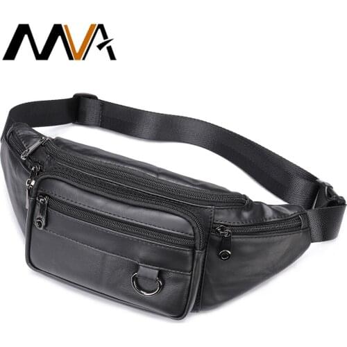 MVA Fanny Pack For Men Luxury Genuine Leather Mens Fanny Pack Crossbody Small Travel Waist Pouch Bag For Men Belt Bag Waterpoof