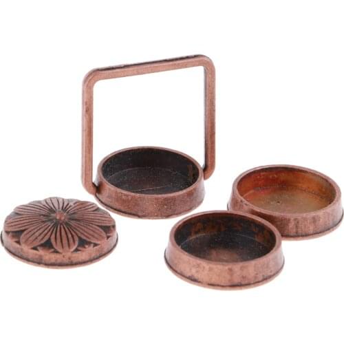 Prettyia 1/12 Miniature Copper 3 Layer Lunch Box for Dollhouse Life Scenes