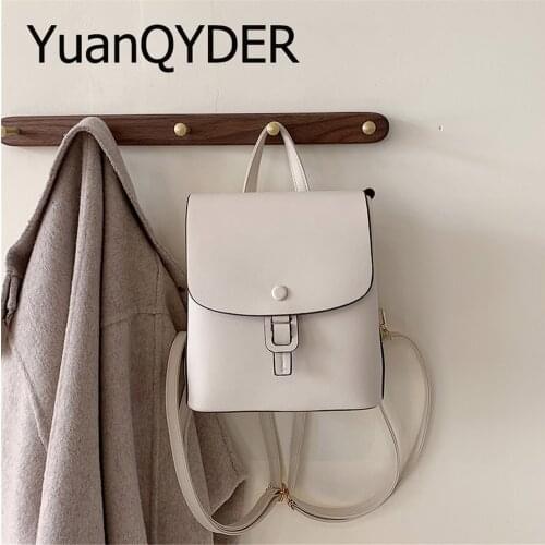 New Small Womens Backpack Simple Design White Backpack for Teenagers Girl School Shoulder Bag Ladies Pu Leather Travel Mochilas
