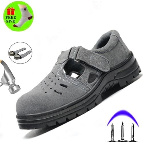 Boots Man Light Shoes Summer Breathable Non-slip Wear-resistant Safety Sandals Anti-smashing Anti-puncture Work Shoes