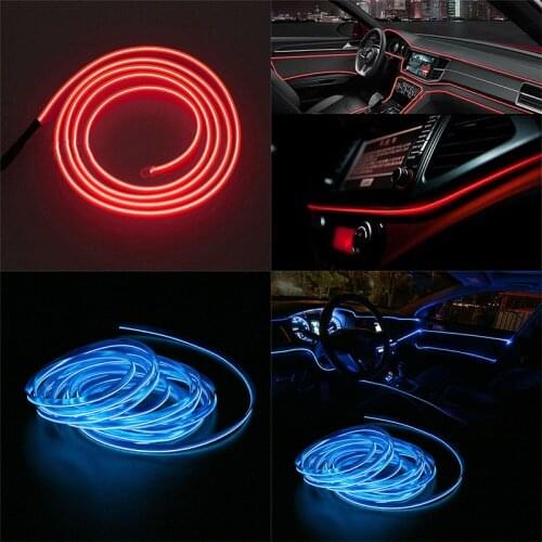 2M Car Interior Lighting LED Strip Decoration Garland Wire Rope Tube Line flexible Neon Light Atmosphere Lamp With Power Driver