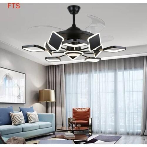Living room modern invisible fan light Nordic minimalist LED inverter study room fan chandelier personality bedroom fan lamp