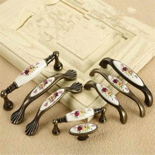 Vintage Bronze Cabinet Handles Cupboard Drawer Pull Kitchen Cabinet Door Knob Furniture Handles