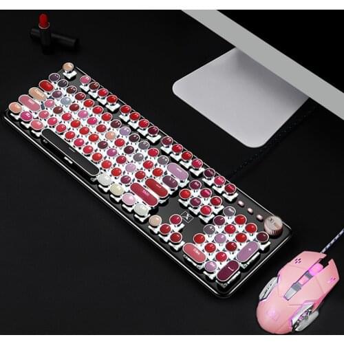 Vococal Vintage 104 Keys Gaming Mechanical Keyboard Mouse Set USB Wired 30 Light Effects Keypad Mice Combo for PC Laptop Desktop