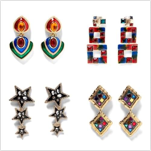 JURAN 2019 Statement Earrings Wholesale Women Brand Crystal Statement Earrings For Women Party ZA Earrings