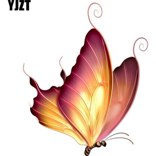 YJZT 12.8CM*15.7CM Beautiful Silhouette Butterfly PVC Motorcycle Car Sticker 11-00663
