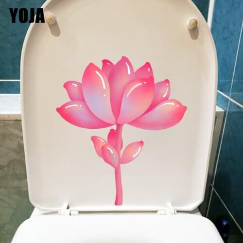 YOJA 20.8X23.7CM Pink Plants Fresh Fleshy Kids Bedroom Decoration Wall Toilet Seat Stickers T1-1526