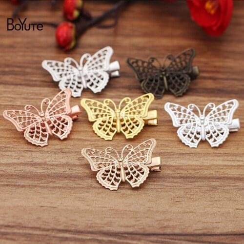 BoYuTe (20 Pieces/Lot) 29*41MM Filigree Butterfly Hair Clips for Women Girls Vintage Hair Jewelry Accessories Wholesale