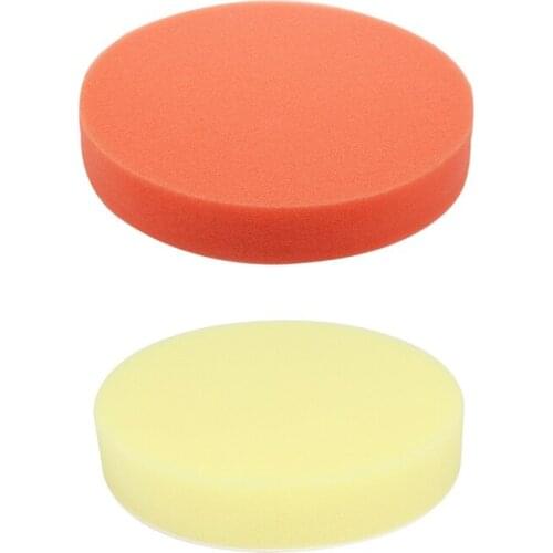 2 Pcs 6 Inch 150mm Soft Flat Sponge Buffer Polishing Pad Kit for Auto Car Polisher, Orange & Yellow
