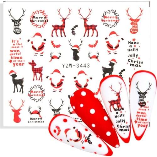 2021 Christmas New Year Pattern Nail Stickers Bells Elk Snowflake Adhesive Sliders Colorful Nail Art Stickers DIY Decal