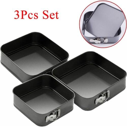 3Pcs/Set Square Shape Cake Tins Mold Non Stick Baking Bake Trays Pan Carbon Steel Kitchen Supplies Accessories