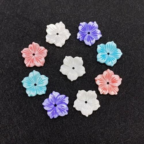5PCS Natural Freshwater Shell Beads 18mm Dyed Flower-shaped Beads for DIY Handmade Ladies Fashion Necklace Earrings Bracelet