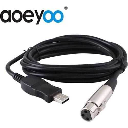 AOEYOO 3M USB Male to XLR Female Microphone Cable New Cable Cord Adapter For Computer Microphone Studio Audio Link Cable