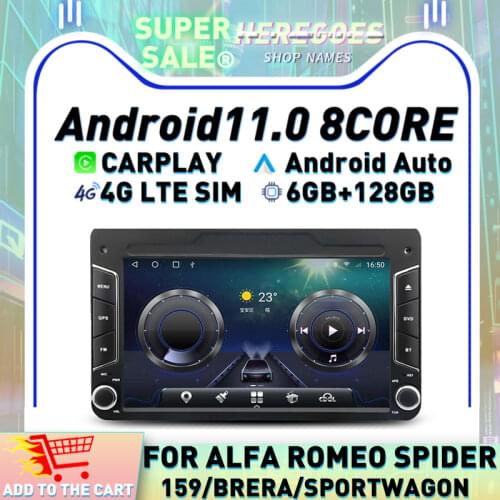 Carplay 7" IPS Android 10.0 6GB+128GB Car DVD Player GPS Map WIFI Bluetooth RDS Radio For Alfa Romeo Brera 159 Sportwagon Spider
