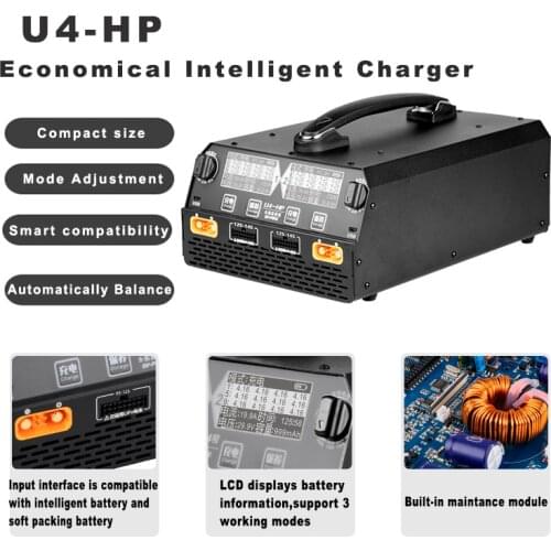 EV-PEAK U4-HP Balance Charger Dual Channel for LiPo/LiHv 6S-14S Battery 2500W 25A