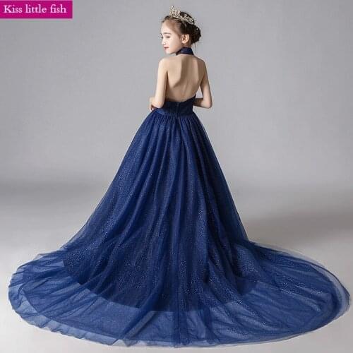 Free Shipping Long Blue Pageant Dresses for Girls Gown for Girls Navy Blue Girls