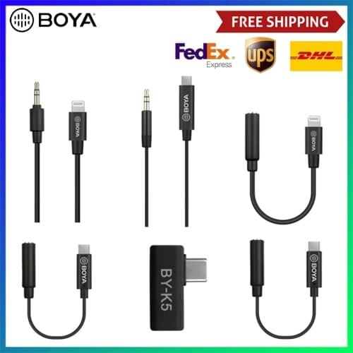 BOYA BY-K series 3.5mm TRRS to Lightning/Type-c/OSMO Apple Android phone audio cable for microphone smartphone extension cabl