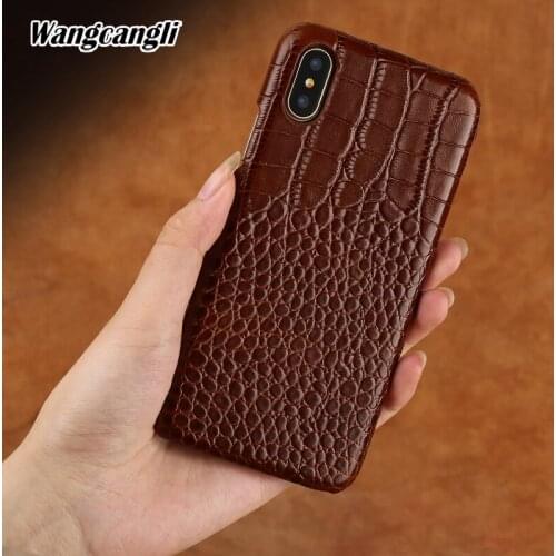 Brand mobile phone case for iPhone X crocodile pattern half-pack mobile phone case Genuine Leather phone protection case