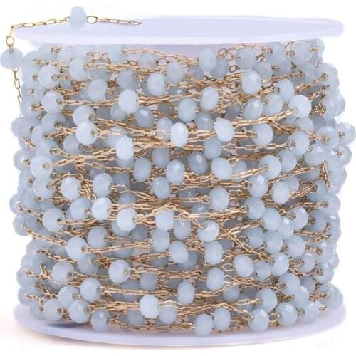 1Meter/Lot Stainless Steel 3mm Width Round Beads Wire Wrapped Link Chain DIY Jewelry Handmaking For Necklace Bracelet