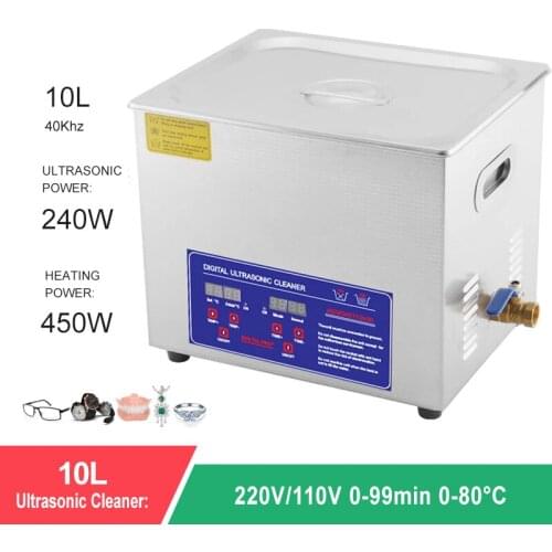 10L 180W Digital Ultrasonic Cleaner Bath Timer Stainless Tank Rust And Oil Removal Jewelry Glasses Watch Cleaner