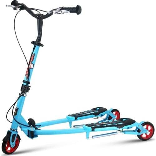 Folding kids scooter with 3 wheels, Portable 2 Pedal Scooter Tricycle, Scissors Scooter with adjust height, PU wheel kid scooter