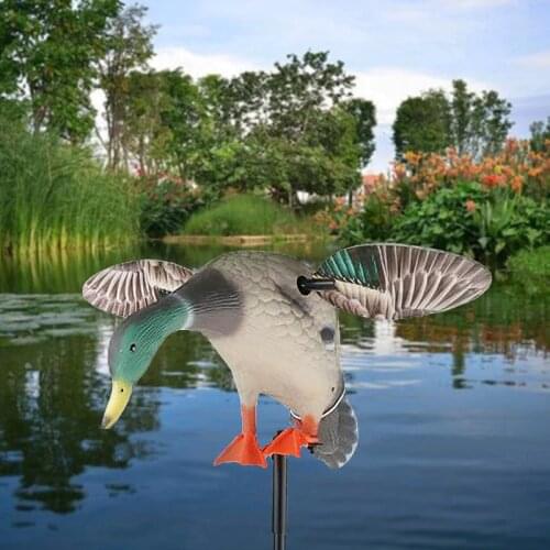 Electric Fly Duck Mallard Drake Decoy w/ Support Foot Hunting Duck Decoy Shooting Fishing Lure Garden Decor Lawn Ornaments