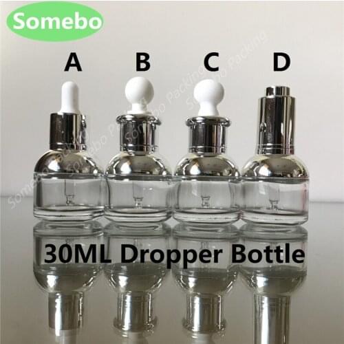 200pcs/ High Quality 30ml Transparence Glass Bottle with Dropper Glass Dropper Bottle 30cc Senior Perfume Bottle