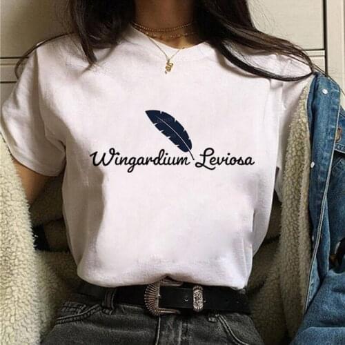 Women T Shirts Harajuku T Shirt Comics Design Feather Print Oversized T-Shirt Female Clothes Casual Short Sleeve Unisex Top Tees