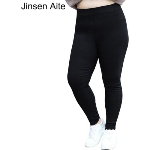 Jinsen Aite Spring Elasticity Pencil Pants Large Size Casual Fashion High Waist Slim Plus Size Female Black Leggings 6XL JS95