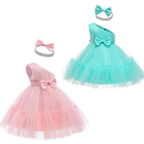 2021 Summer Kids Princess Dresses Birthday Party Costume for Girls Fashion Clothing Wedding Childrens Skirt 0-2 Years