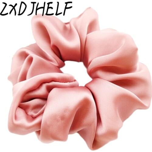 ZXDJHELF Fashion Women Satin Chiffon Elastic Hair Bands Scrunchies Girls Hair Tie Accessories Bright Color Ponytail Holder F503