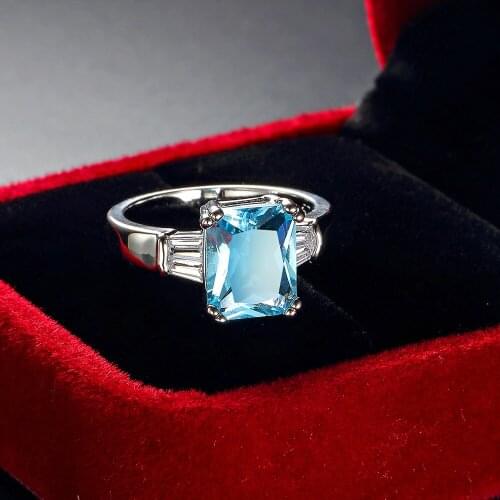 Trending hot products Big Blue Cubic Zircon Vintage Jewelry simple unique promise ring for men Factory Direct free shiping