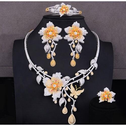 GODKI Shiny Flowers Bride Wedding Party Jewelry Sets Best Trendy Noble Women Jewelry Gift Full Cubic Zirconia Chic Clear Crystal
