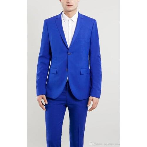 New Arrival grooms suit blue tuxedos for men wedding suits for men blue 2 pieces men suits slim fit two-button groomsmen suits