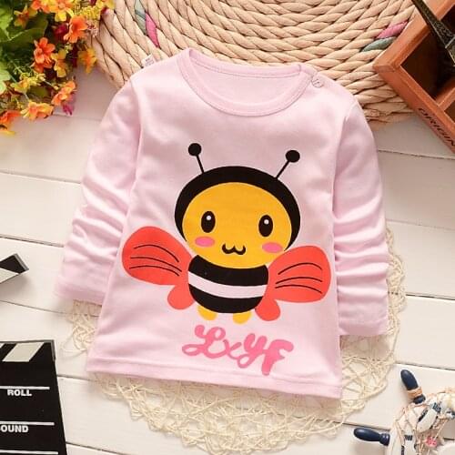 Baby Girls Clothes Kid Cute Bee Printed Cotton T Shirts Boys T Hisrts Clothes Children Long Sleeve T-Shirts Infant Tee Tops