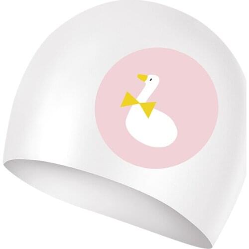 Original Swimming Cap for Adult Children Kids Cute Cartoon Lovely Silicone Swimming Pool Hat for Long Hair Protect Ears