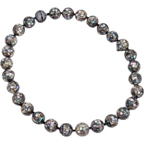 GG Jewelry Natural 14MM Round Real Sea-ear Abalone Shell Necklace Women Lady Fashion Jewelry Gift