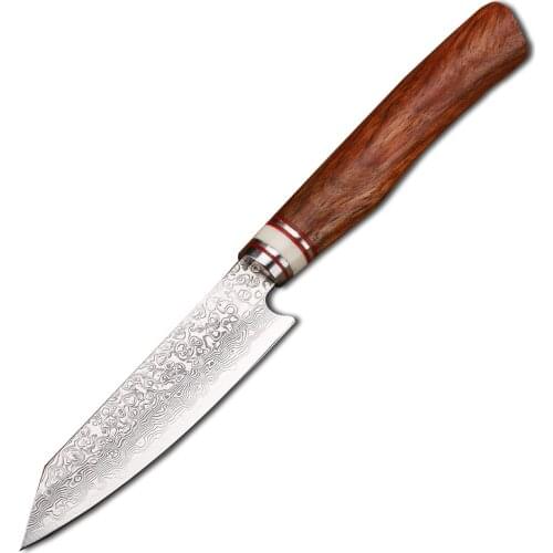 Rosewood Handle Damascus Blade Meat Cutting Fruit Chef Knife EDC Tool