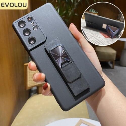 Wrist Strap Phone Case for Samsung S21 Ultra Soft Camera Lens Protection Wristband Stand Holder Cover for Galaxy S20 Note 20