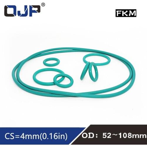 Rubber Ring Green FKM O ring Seal 4mm Thickness OD52/55/58/60/65/66/68/70/75/80/85/108mm Rubber O-Ring Seal Gasket Ring Washer